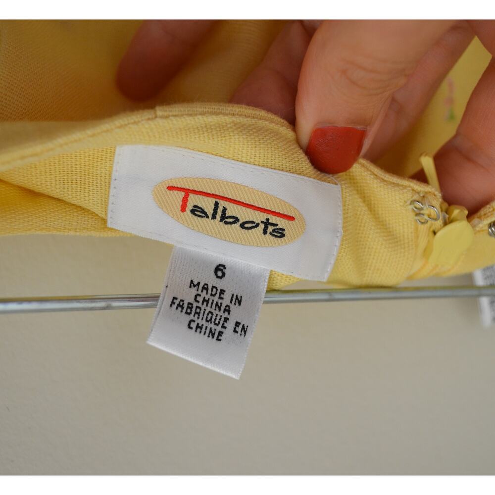 Butter Yellow Y2K Linen Flower Print Skirt Size Small - Picture 8 of 8